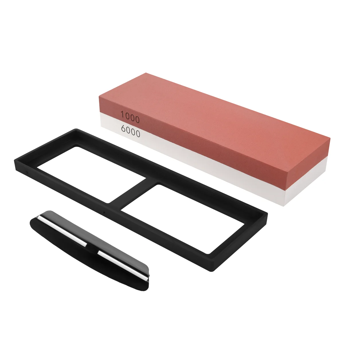 Sharpening Stone,Whetstone Grit 1000/6000,2 in 1 Pair-Sided Knife Sharpener with Non-Slip Silicone Base & Angle Guide
Sharpening Stone,Whetstone Grit 1000/6000,2 in 1 Pair-Sided Knife Sharpener with Non-Slip Silicone Base & Angle Guide