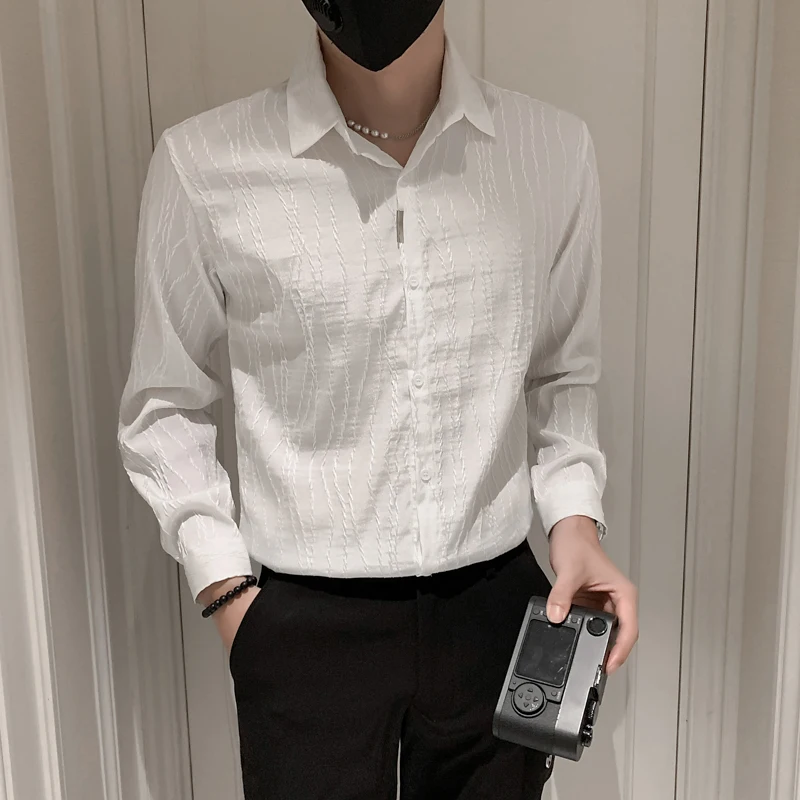 2023 Spring Summer Men's Jacquard Shirt Long Sleeve Slim Fit Casual Shirt Korean Fashion Social Streetwear Camisa Masculina
2023 Spring Summer Men's Jacquard Shirt Long Sleeve Slim Fit Casual Shirt Korean Fashion Social Streetwear Camisa Masculina