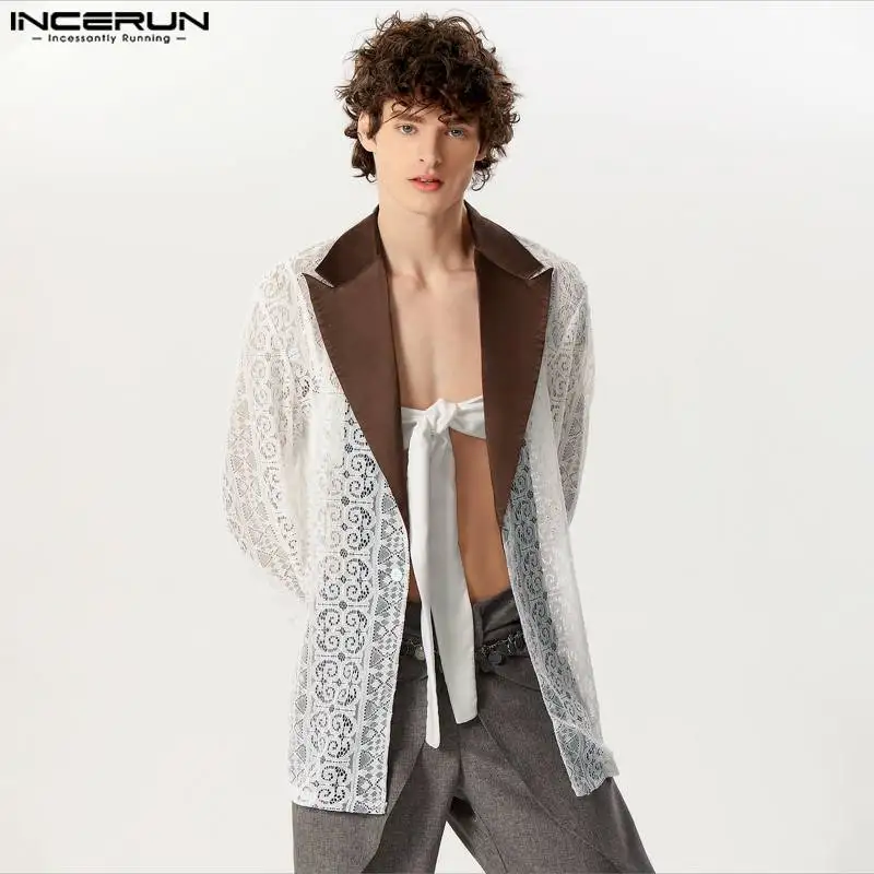 Men Shirt Lace Patchwork Transparent Lapel Long Sleeve Men Clothing 2024 Lace Up Streetwear Casual Cardigan Male Kimono INCERUN
Men Shirt Lace Patchwork Transparent Lapel Long Sleeve Men Clothing 2024 Lace Up Streetwear Casual Cardigan Male Kimono INCERUN