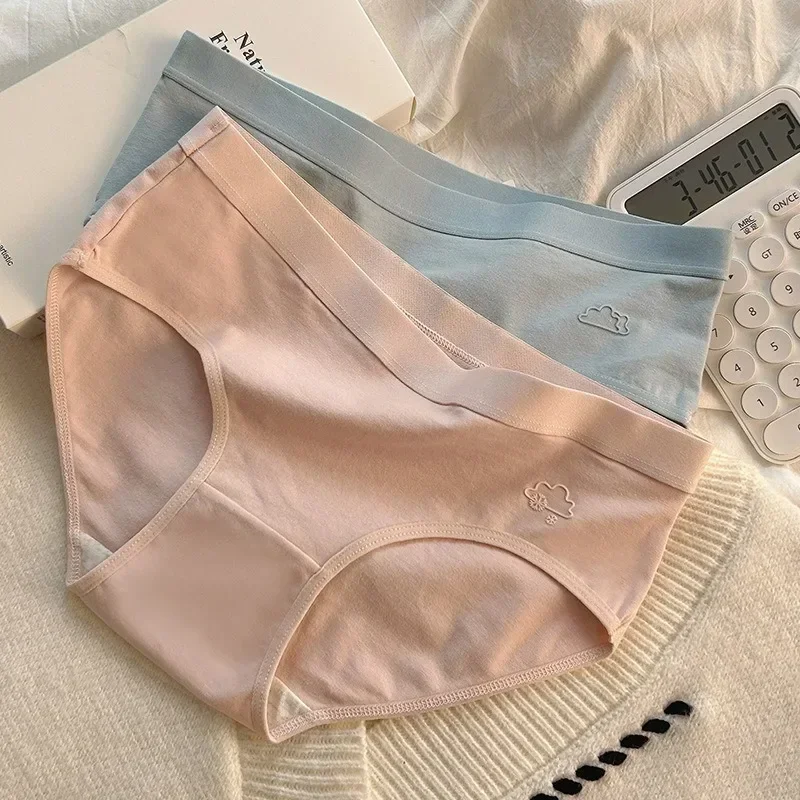 Culotte en Coton Doux pour Femme, Sous-Vêtement Mi-auditif, Triangle, Mignon, Sans Couture 1