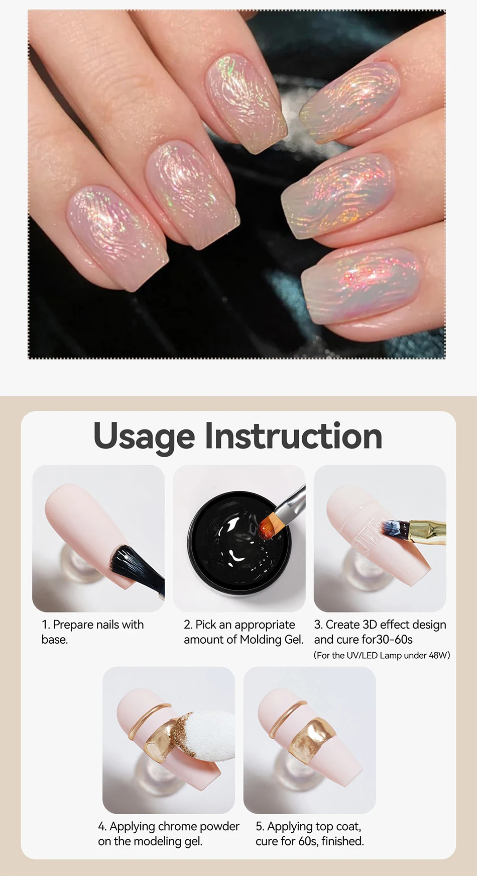 BORN PRETTY 5g Semi Solid Modeling Gel for Chrome Powder 3D Transparent Sculpting Nail Art Gel Multi-functional 4 in 1 UV Gel 4 Sb44dd3369db44020900bab7c30dbafd8m