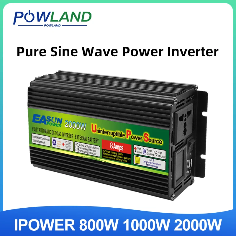 Инвертор POWLAND, 800 Вт, 1000 Вт, 2000 Вт, 12 В постоянного тока, В переменного тока, 3-фазный автомобильный инвертор с зарядкой, Умный вентилятор
Инвертор POWLAND, 800 Вт, 1000 Вт, 2000 Вт, 12 В постоянного тока, В переменного тока, 3-фазный автомобильный инвертор с зарядкой, Умный вентилятор