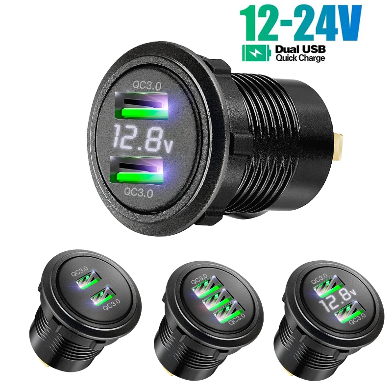 Voltmeter 12v car usb charger socket Quick Charge Adapter 12/24V Car Accessories for Cars Boats Motorcycle truck
Voltmeter 12v car usb charger socket Quick Charge Adapter 12/24V Car Accessories for Cars Boats Motorcycle truck