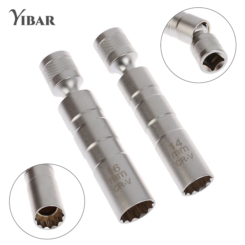 

14/16mm Set Universal Joint With Magnetic Flexible Socket Thin Wall 3/8" Drive Car Repair Tool Spark Plug Socket Wrench Adapter