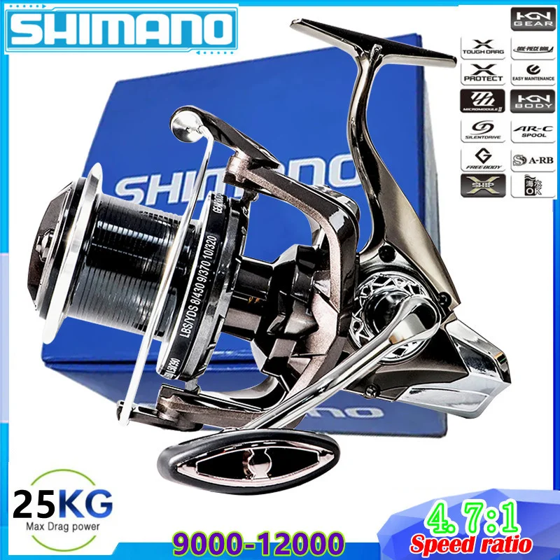 

SHIMANO 9000-12000 Coil Spinning Reels Metal Casting Spool Carp Fishing Bait Tackle Max Drag 25kg Saltwater Long Throw Reel