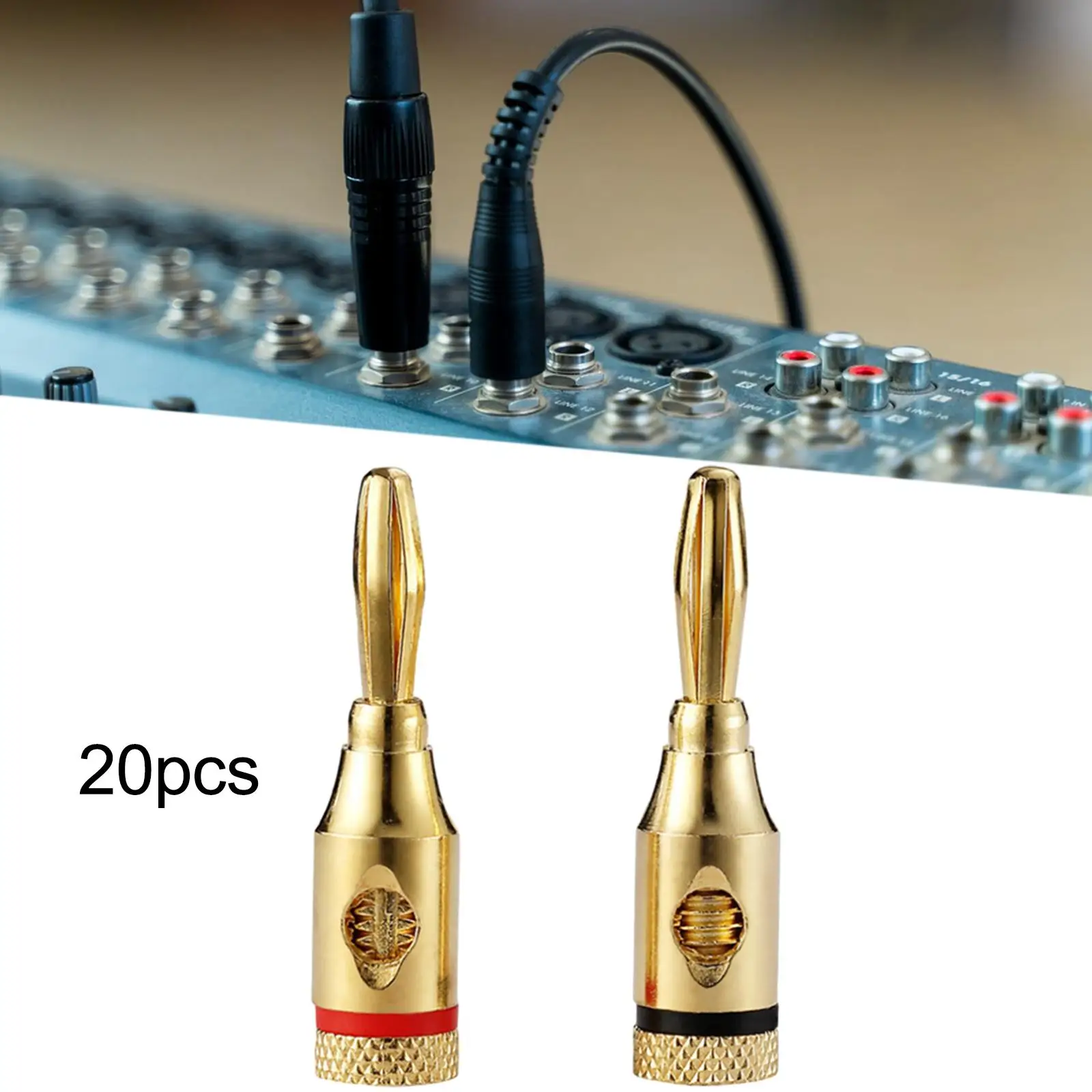 

20Pcs Banana Plugs Alloy Gold Plated Connector for Video Receiver Wall Plate