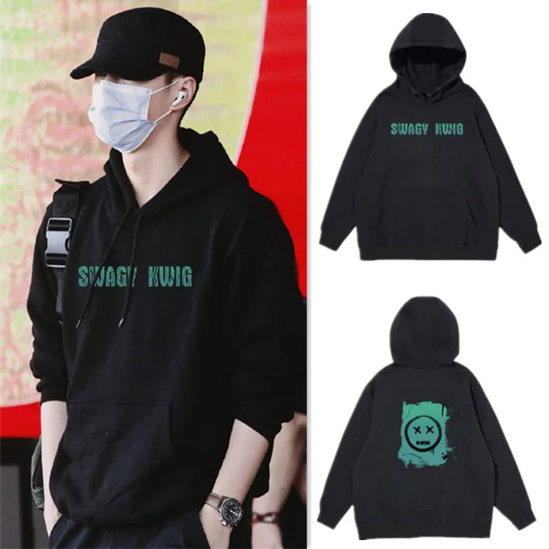 

[No pilling] UNIQ Wang Yibo Same style clothes Fashion brand letter loose sweater Men's and women's spring and autumn hoodies