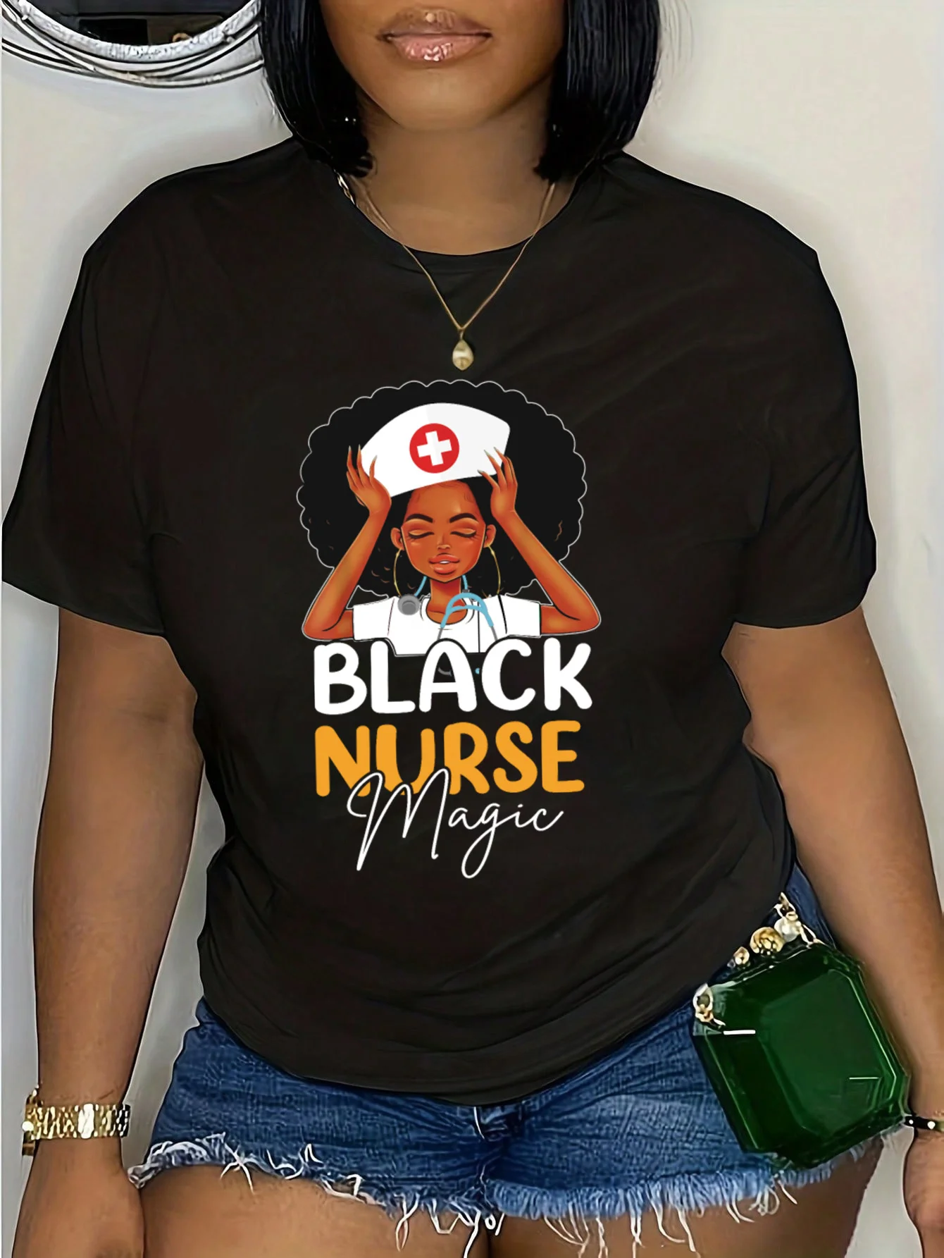 Women's Nurse Print T-shirt - Casual Short Sleeve Crew Neck Top for Spring & Summer
Women's Nurse Print T-shirt - Casual Short Sleeve Crew Neck Top for Spring & Summer