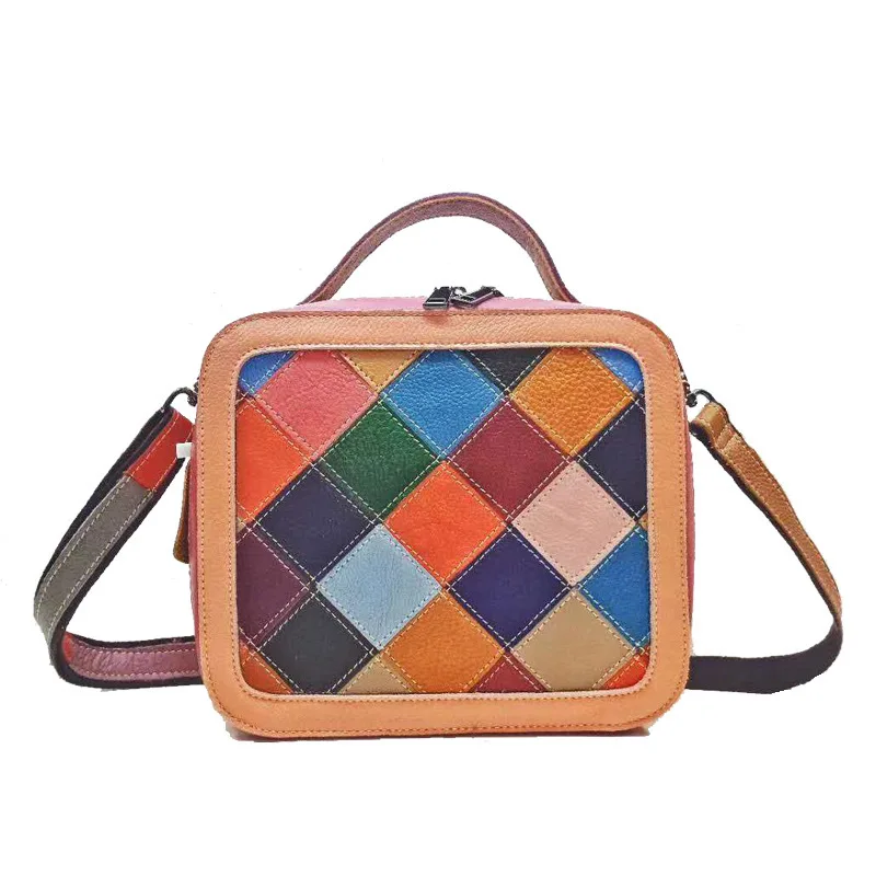 Bag New Color Plaid Stitching Genuine Leather Bag Women's Fashion Trendy Bags Portable Crossbody Bag Shoulder Small Square Bag
Bag New Color Plaid Stitching Genuine Leather Bag Women's Fashion Trendy Bags Portable Crossbody Bag Shoulder Small Square Bag