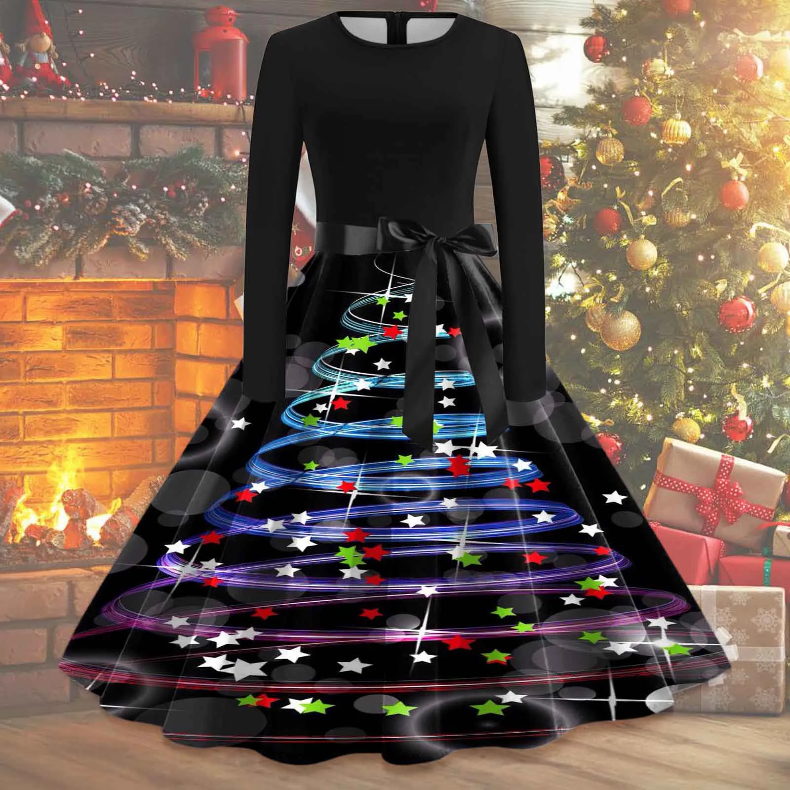 Women Vintage Long Sleeve O Neck Christmas 1950s Housewife Evening Party Prom Party Women Vintage Dress Skater Dress for Women
Women Vintage Long Sleeve O Neck Christmas 1950s Housewife Evening Party Prom Party Women Vintage Dress Skater Dress for Women