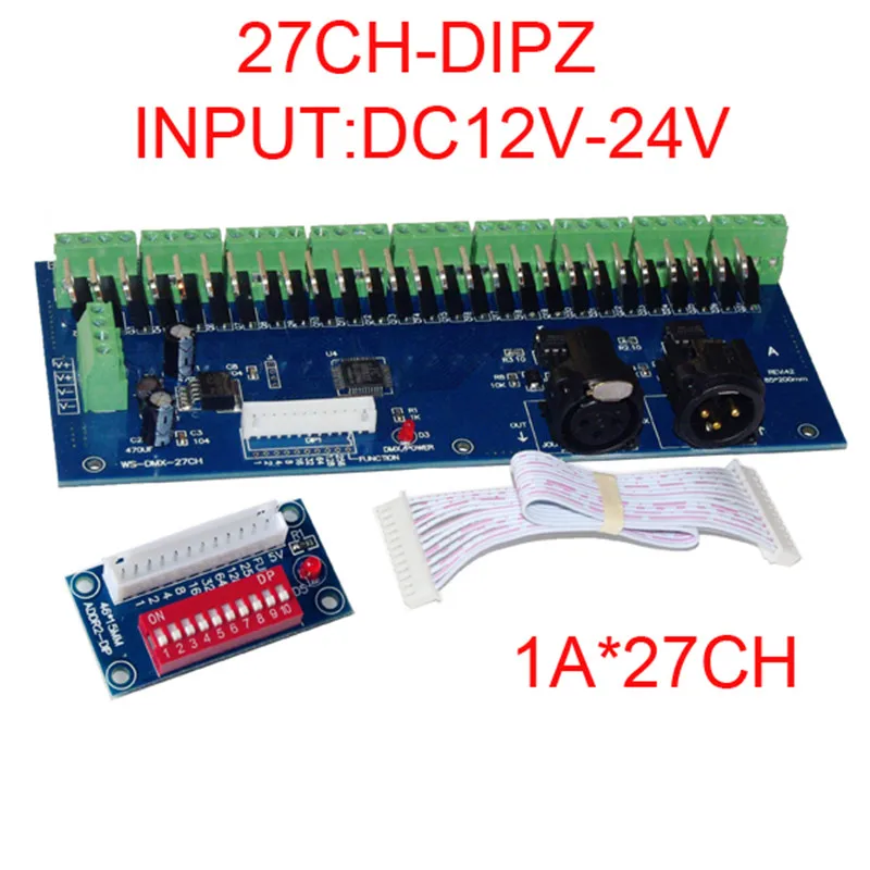 1pcs High Quality DC12V-24V WS-DMX-27CH-DIPZ Dimmer 1A*27CH Decoder Led Controller for Led Lamp Lights Free shipping
1pcs High Quality DC12V-24V WS-DMX-27CH-DIPZ Dimmer 1A*27CH Decoder Led Controller for Led Lamp Lights Free shipping
