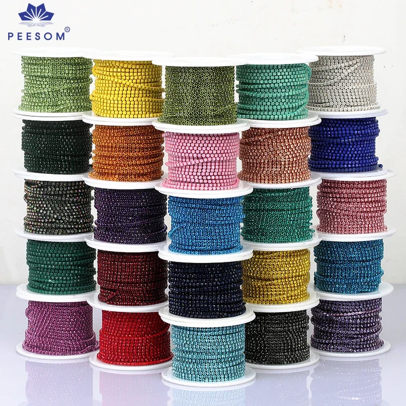 PEESOM SS6-SS12 10yards Colorful Rhinestone Dense Chain Trim Sew On Glass Crystal Cup Chain Gule on Rhinestone Banding for DIY
PEESOM SS6-SS12 10yards Colorful Rhinestone Dense Chain Trim Sew On Glass Crystal Cup Chain Gule on Rhinestone Banding for DIY