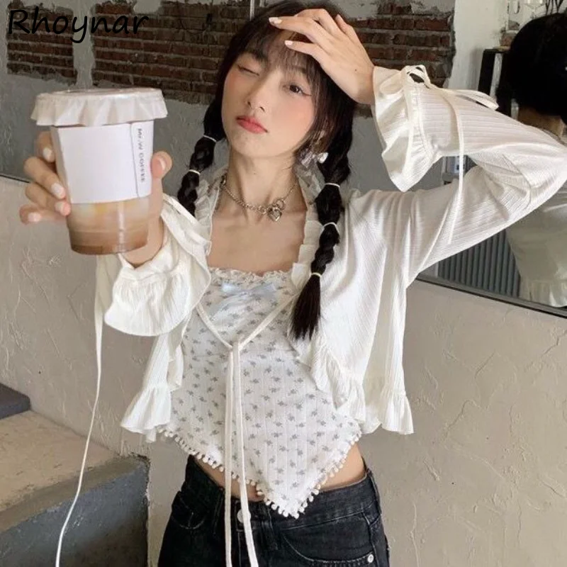 Crop Jackets Women Summer Outwear Sun-proof Casual Ruffles Korean Style All-match Flare Sleeve Chic Fashion Tender Students Soft
Crop Jackets Women Summer Outwear Sun-proof Casual Ruffles Korean Style All-match Flare Sleeve Chic Fashion Tender Students Soft