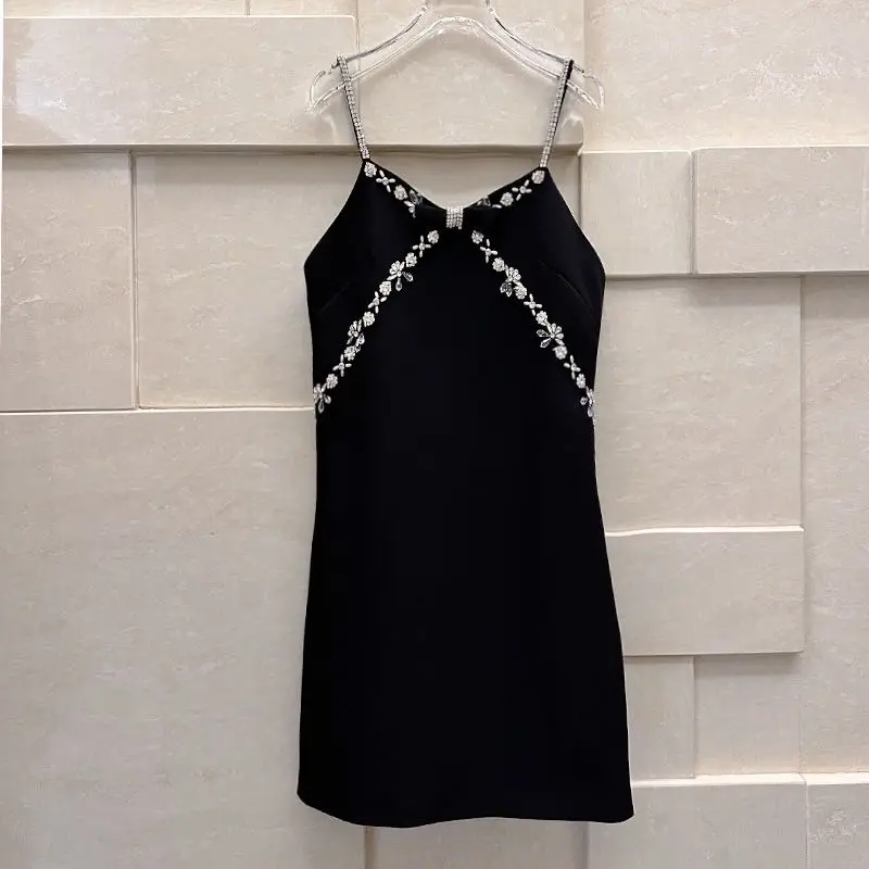 Sexy V-neck Spaghetti Strap Mini Party Dress Women Luxury Handmade Diamonds Beading A-line Slim Summer Dresses Black Vestidos
Sexy V-neck Spaghetti Strap Mini Party Dress Women Luxury Handmade Diamonds Beading A-line Slim Summer Dresses Black Vestidos