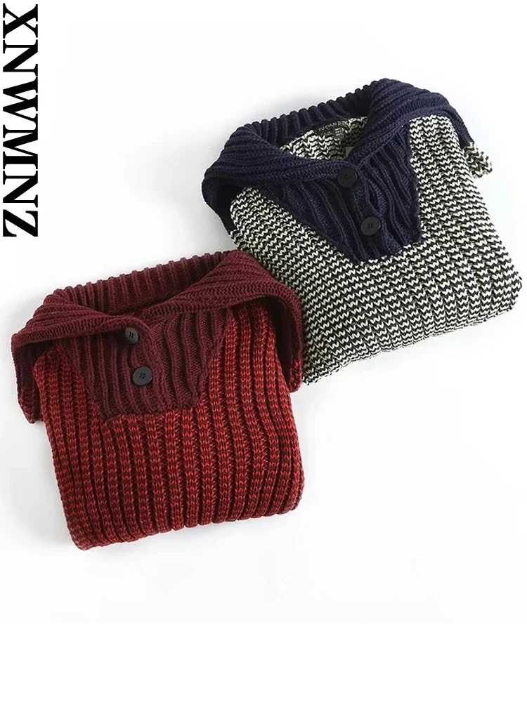 XNWMNZ Women Fashion Warm Sailor Collar Blended Knitted Sweater Woman Vintage Long Sleeve Top Female Chic Pullover
XNWMNZ Women Fashion Warm Sailor Collar Blended Knitted Sweater Woman Vintage Long Sleeve Top Female Chic Pullover