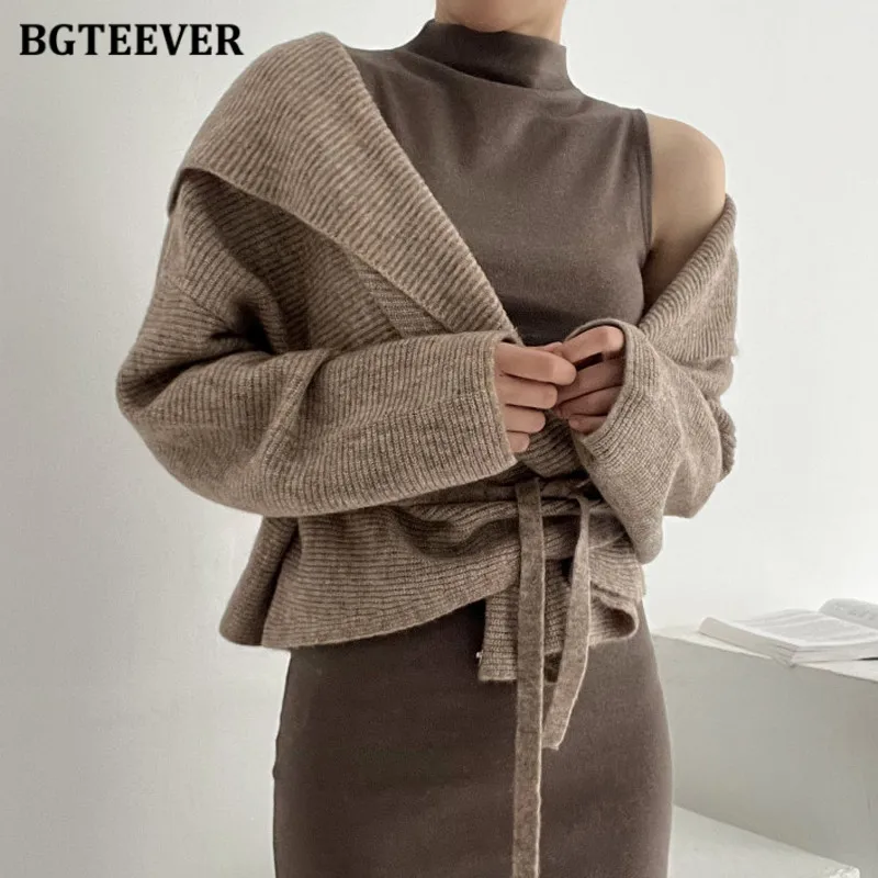 Стильные Свободные женские вязаные кардиганы BGTEEVER, осенне-зимние женские свитера с длинным рукавом и шнуровкой и открытым стежком
Стильные Свободные женские вязаные кардиганы BGTEEVER, осенне-зимние женские свитера с длинным рукавом и шнуровкой и открытым стежком