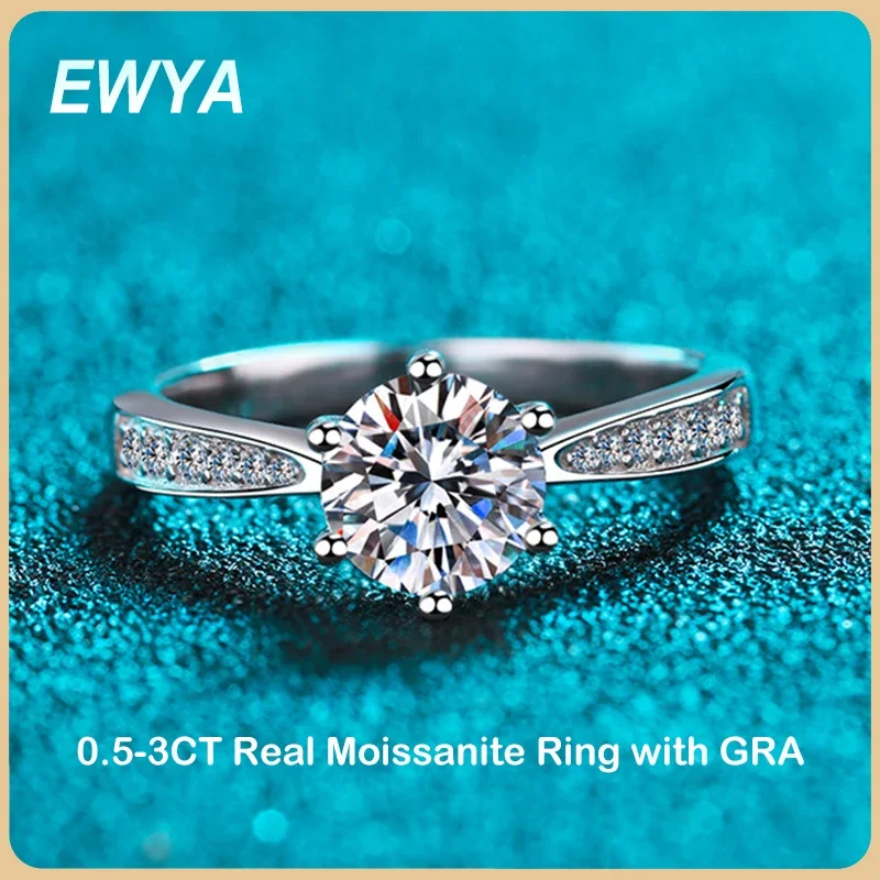 EWYA Sparkling 0.5-3CT Moissanite Ring for Women S925 Sterling Silver White Gold Plated Diamond Engagement Rings Wedding Band
EWYA Sparkling 0.5-3CT Moissanite Ring for Women S925 Sterling Silver White Gold Plated Diamond Engagement Rings Wedding Band