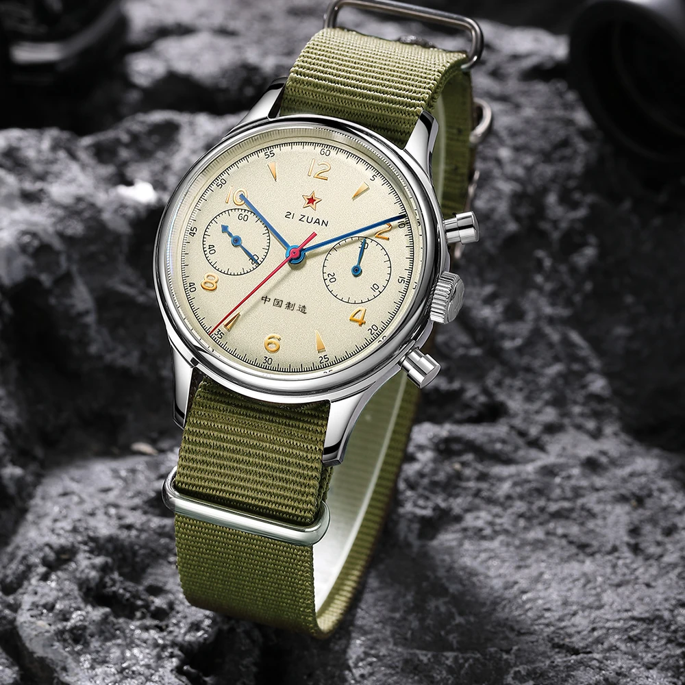 

Vintage Men 1963 Pilot 40mm Chronograph Mechanical Watches Mens 2024 Original st1901 Movement Sapphire Military Wristwatch