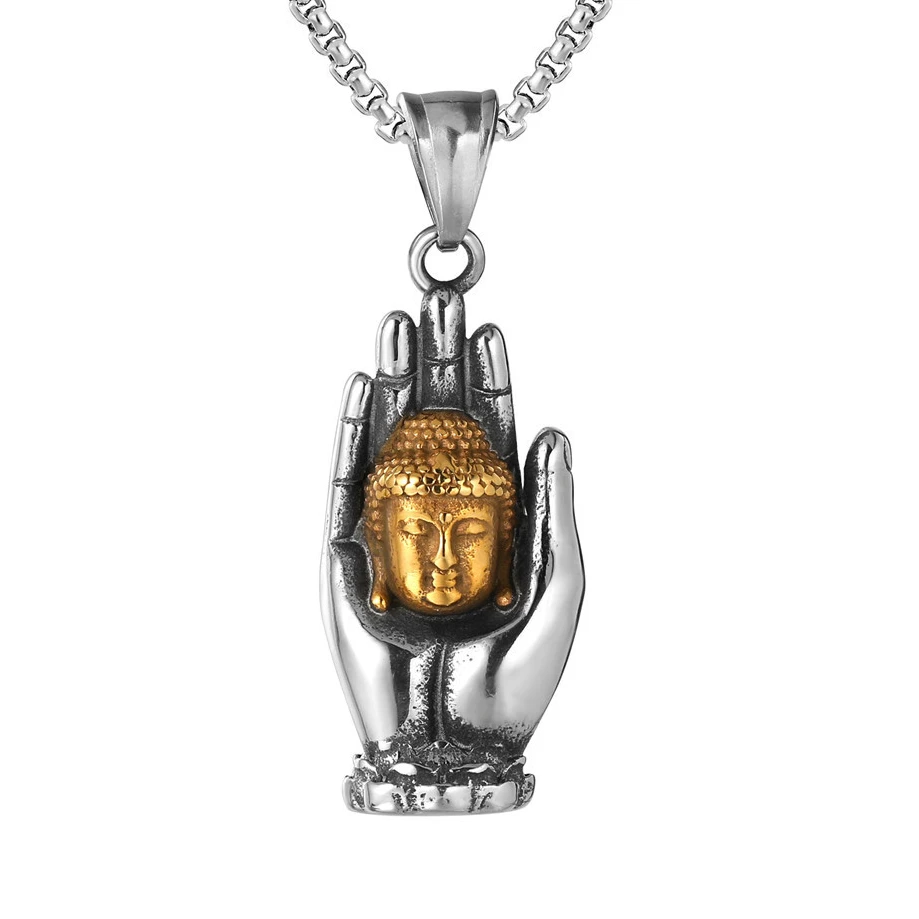 Megin D Stainless Steel Titanium Budda Palm Buddhism Vintage Boho Punk Hip Hop Pendant Collar Chains Necklace for Men Women Gift
Megin D Stainless Steel Titanium Budda Palm Buddhism Vintage Boho Punk Hip Hop Pendant Collar Chains Necklace for Men Women Gift