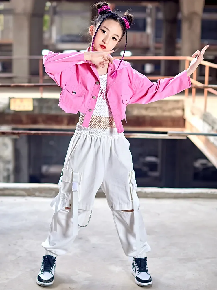 Sleeved Coat White Vest Pants Modern Dance Performance Stage Wear New Jazz Dance Costume Girls Hip Hop Clothing Pink Long
Sleeved Coat White Vest Pants Modern Dance Performance Stage Wear New Jazz Dance Costume Girls Hip Hop Clothing Pink Long