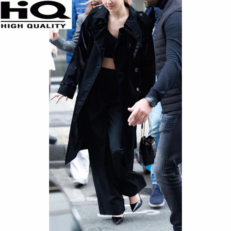 Fashion Temperament Black With Belt Windproof Waterproof Leather Midi Trench Coat Women
Fashion Temperament Black With Belt Windproof Waterproof Leather Midi Trench Coat Women