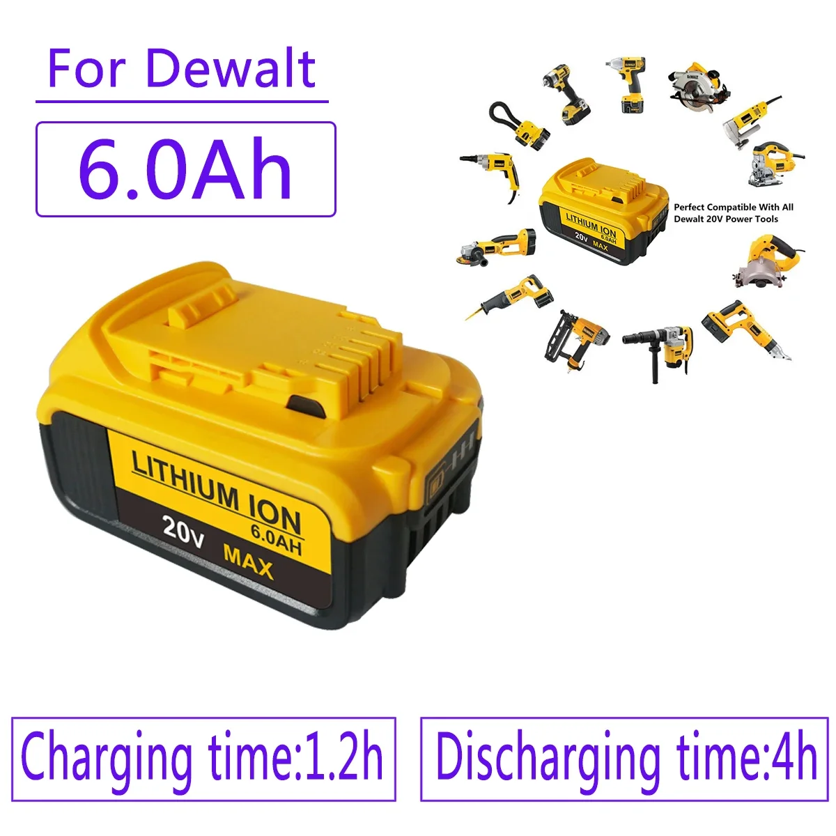 Сменный литий-ионный аккумулятор Dewalt Tools 18 в 6000 Ач DCB200 DCB184 DCB181 для электроинструмента DeWalt MAX XR, литиевые батареи мАч
Сменный литий-ионный аккумулятор Dewalt Tools 18 в 6000 Ач DCB200 DCB184 DCB181 для электроинструмента DeWalt MAX XR, литиевые батареи мАч