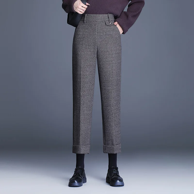 Woolen Pants for Women Autumn Winter Fashion Elegant High Waist Slim Fit Casual Straight Pencil Trousers Office Lady M-4XL 8665
Woolen Pants for Women Autumn Winter Fashion Elegant High Waist Slim Fit Casual Straight Pencil Trousers Office Lady M-4XL 8665