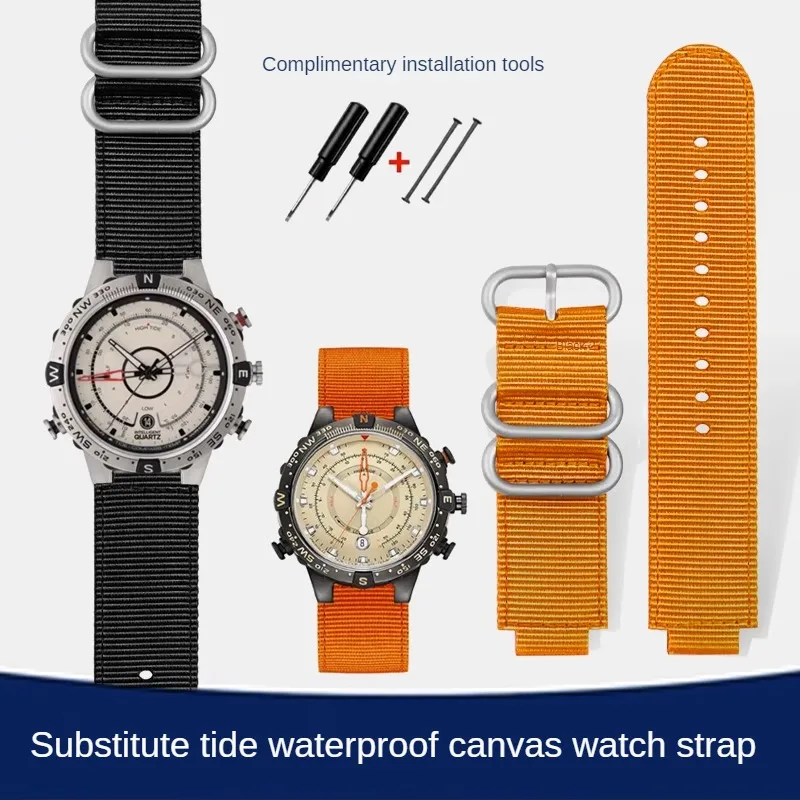 

Canvas Watch Strap Substitute Tidal Compass T2N721/T2N720 Series Men's And Women's Convex Interface Nylon Watchband 24-16mm