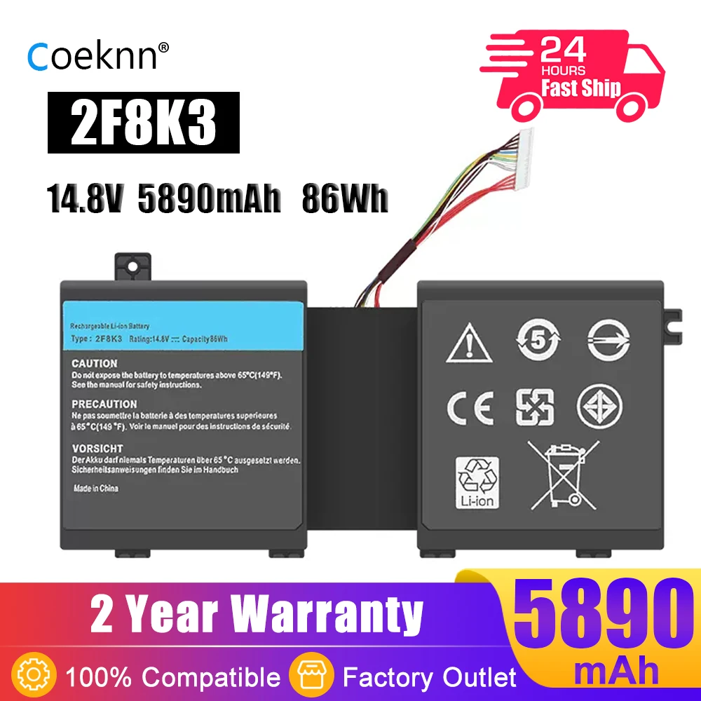 Coeknn 14.8V 86Wh 2F8K3 Laptop Battery For DELL Alienware 17 18 R1 M17X-R5 M18X-R3 2F8K3 0KJ2PX KJ2PX ALW17D-1728 ALW17D-1948
Coeknn 14.8V 86Wh 2F8K3 Laptop Battery For DELL Alienware 17 18 R1 M17X-R5 M18X-R3 2F8K3 0KJ2PX KJ2PX ALW17D-1728 ALW17D-1948