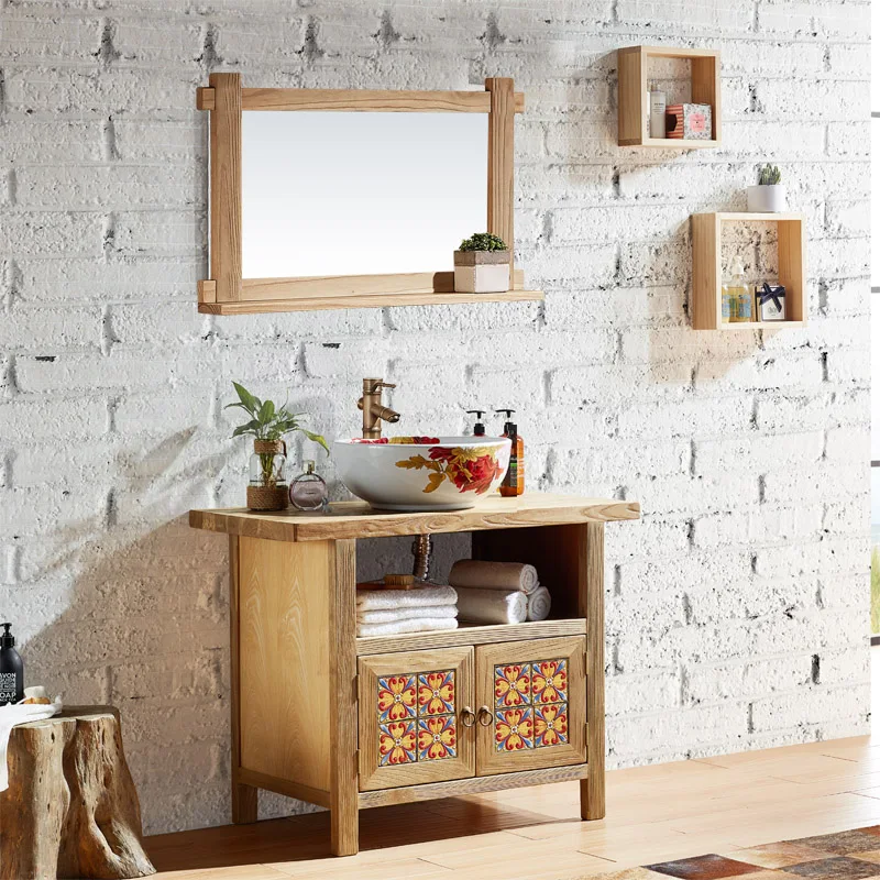 Creative Washstand Wash Cabinet Bathroom Solid Wood Wood Color Upper Basin Cabinet New Chinese Style Bathroom Cabinet
Creative Washstand Wash Cabinet Bathroom Solid Wood Wood Color Upper Basin Cabinet New Chinese Style Bathroom Cabinet
