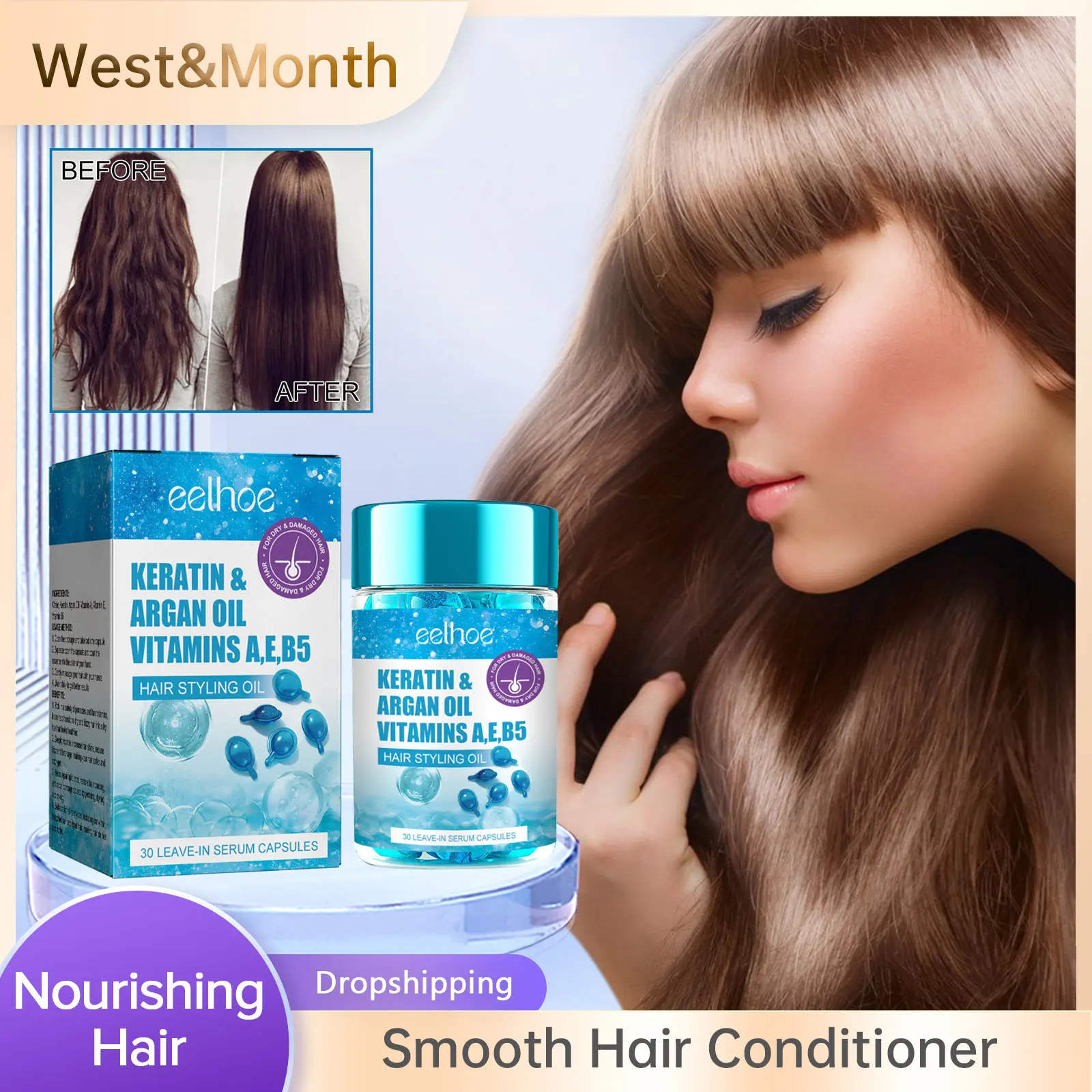 Hair Serum Capsule Fast Repair Damage Frizzy Hair Improve Dryness Hair Nourishing Treatment Soft Shiny Straightening Conditioner
Hair Serum Capsule Fast Repair Damage Frizzy Hair Improve Dryness Hair Nourishing Treatment Soft Shiny Straightening Conditioner