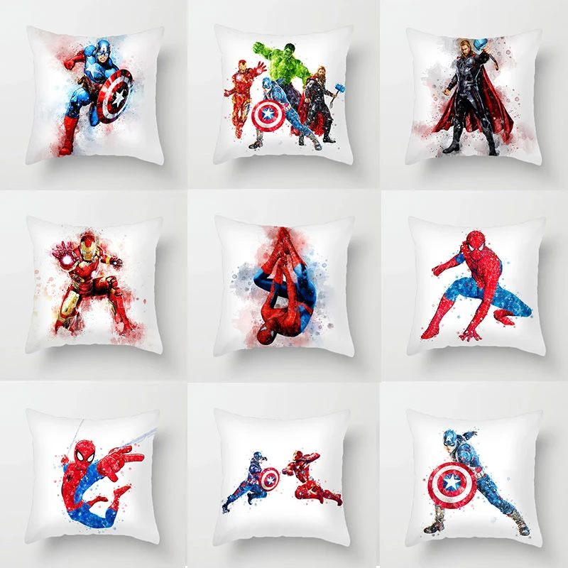 

Disney Marvel Heroes Avengers New Color Spider-Man Captain Iron Man Pillow Case Car Sofa Pillow Cushion Cover 45x45cm