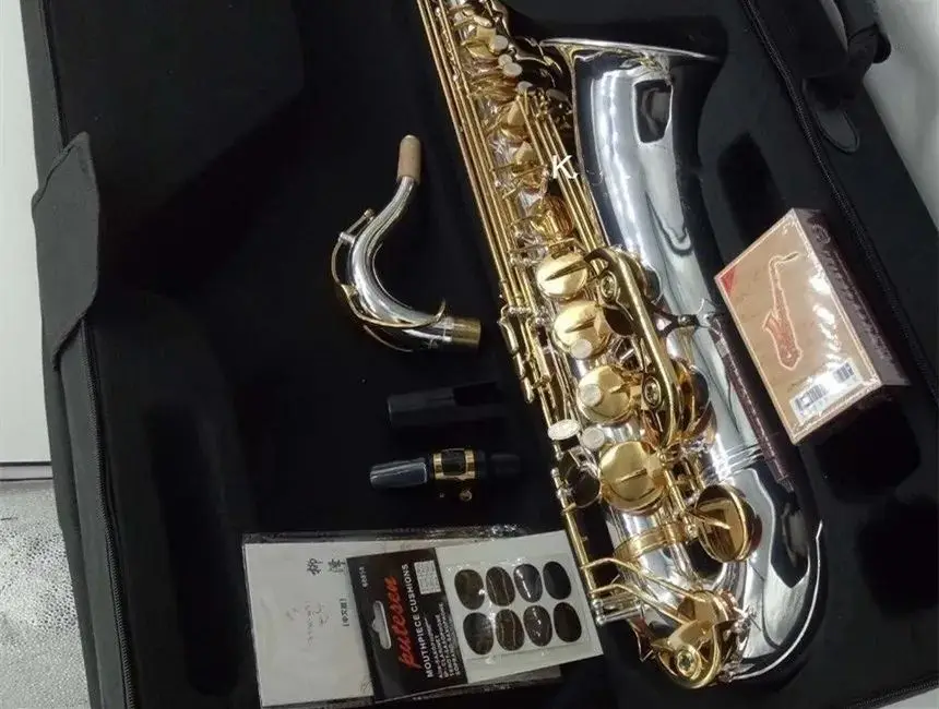 New Tenor B Flat Tenor saxophone silvering Gold key music Instrument Saxophone Professional level Free shipping
New Tenor B Flat Tenor saxophone silvering Gold key music Instrument Saxophone Professional level Free shipping
