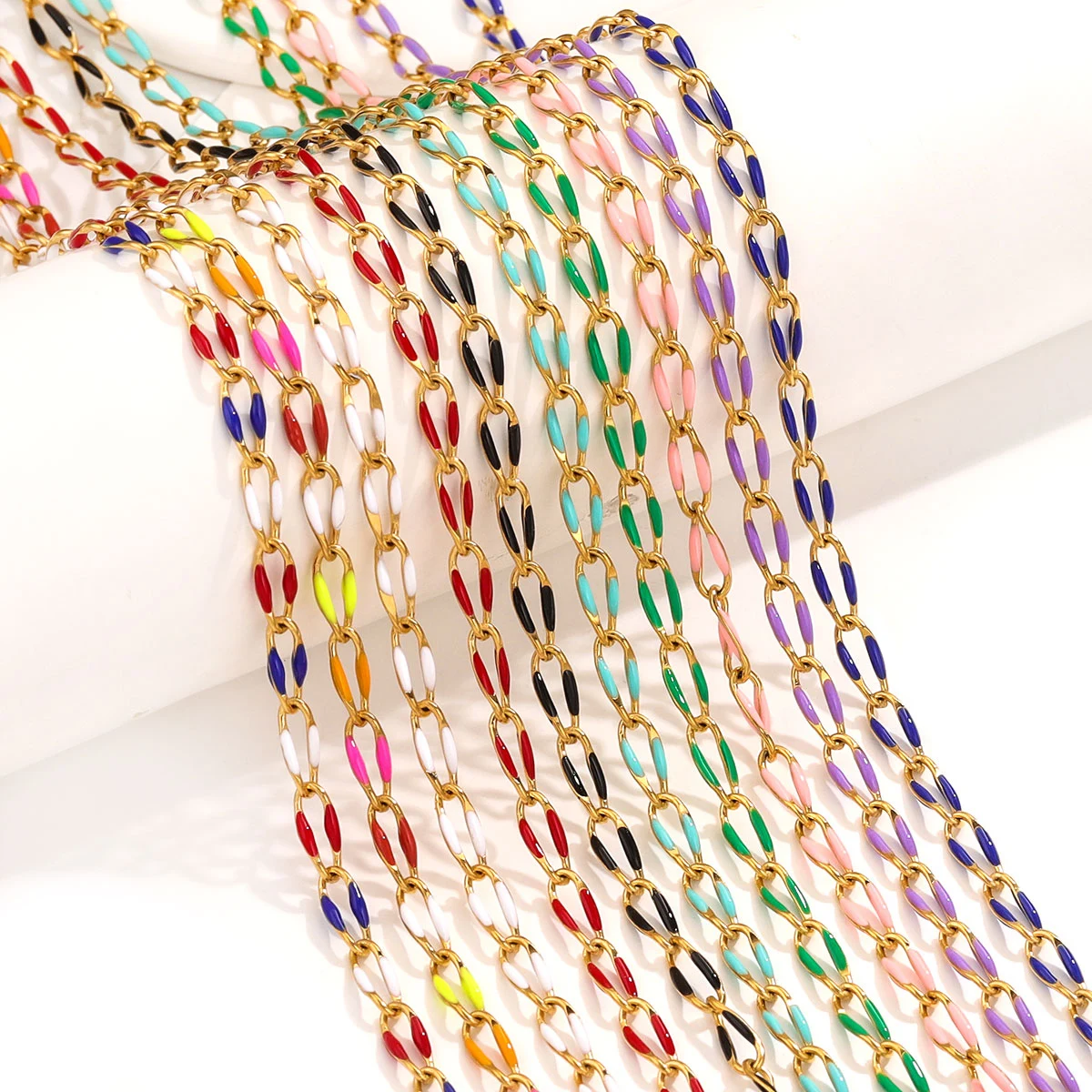 

1 Meter Enamel Twisted Chain Stainless Steel Cable Rolo Link Body Gold Chain Belt for Jewelry Making DIY Necklace Bracelet Lots