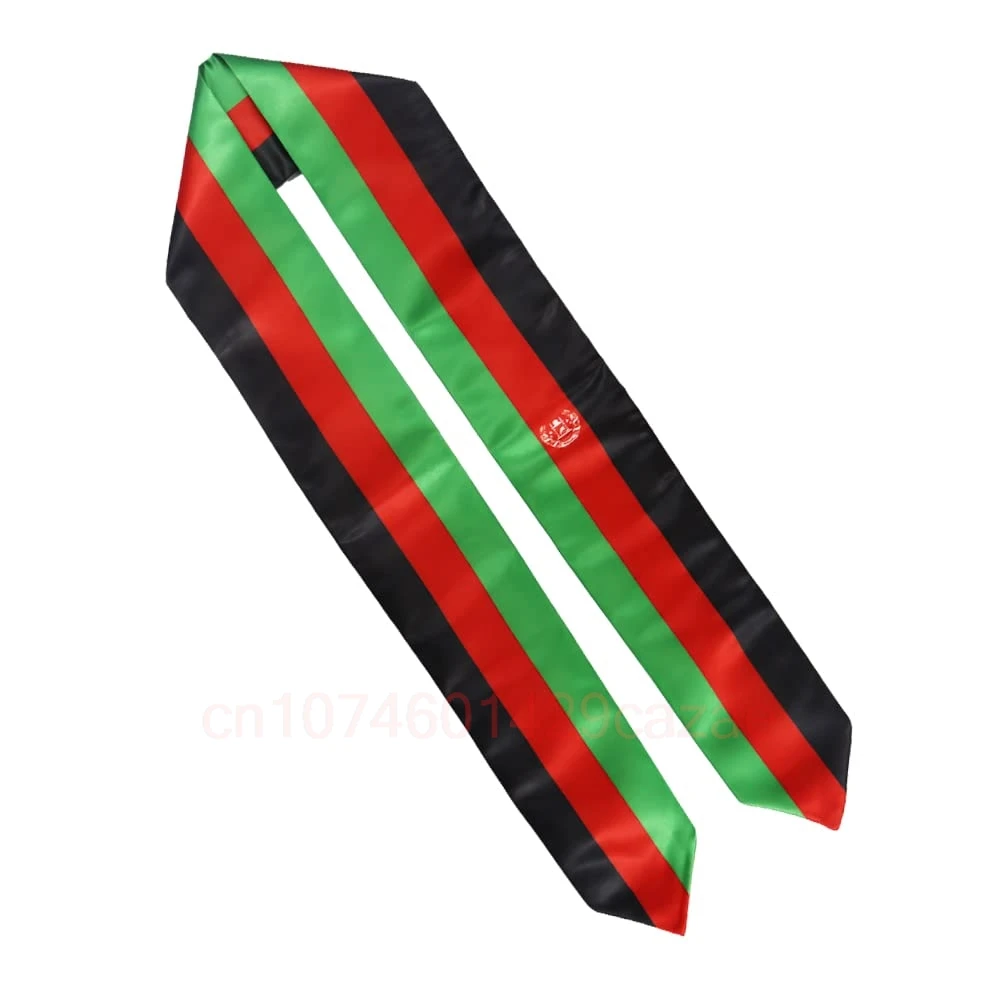 

Afghanistan Flag 180*15CM Graduation Sash Stole Scarf Double Sided for Study Aboard International Students Graduation