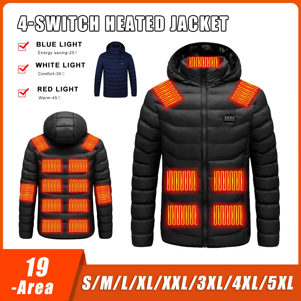 19 Areas Heated Jacket for Men Women Winter Warm USB Heating Jacket 4 Switches 3 Gear Temperature Control Outdoor Sportwear
19 Areas Heated Jacket for Men Women Winter Warm USB Heating Jacket 4 Switches 3 Gear Temperature Control Outdoor Sportwear