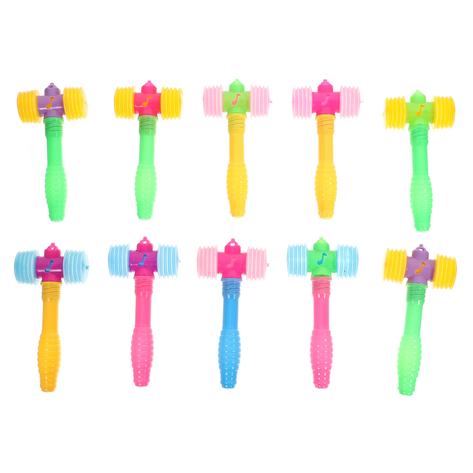 

10 Pcs Children's Bb Hammer Squeaky Pounding Toys Babies Mini Plastic Hitting Hammers Mallet Parent-child Kids Playset