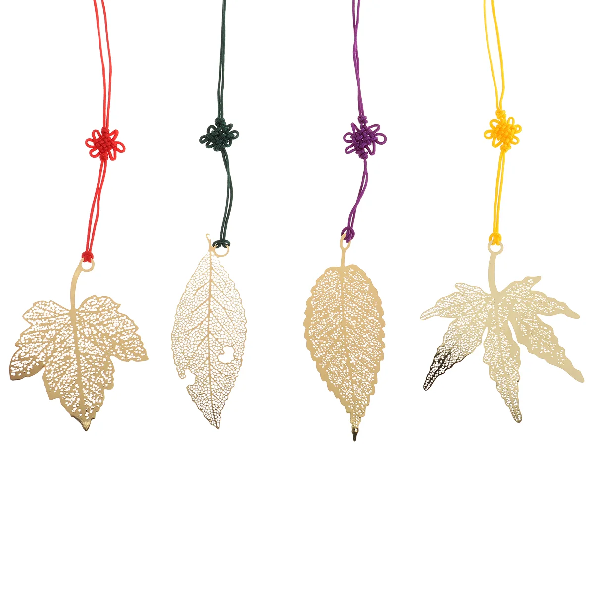 4 Pcs Golden Metal Leaf Bookmark Vintage Maple Leaves Bookmark with Chinese Knotting Strap (Random Style)
4 Pcs Golden Metal Leaf Bookmark Vintage Maple Leaves Bookmark with Chinese Knotting Strap (Random Style)