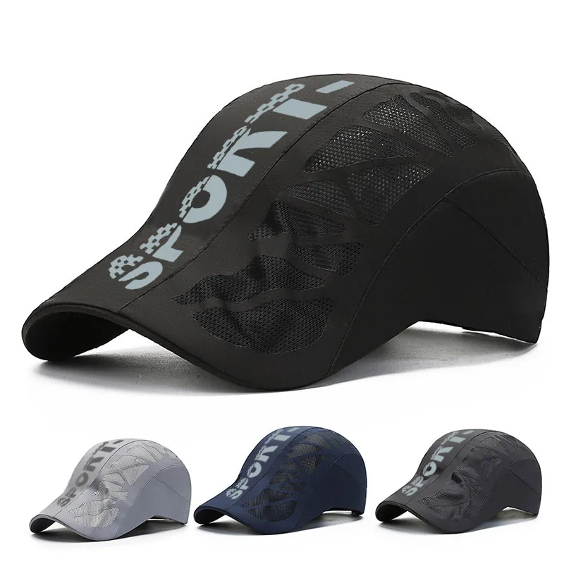 

Men Visors Summer Quick Drying Waterproof Snapback Peaked Cap Women Sun Hat Letter Printing Kpop Fashion Breathable Adjustable