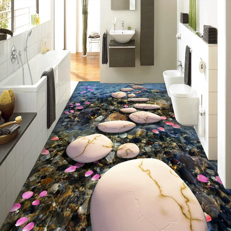 

Custom Floor Mural Sticker Stone Small Road Cobblestone Stereoscopic 3D Floor Painting PVC Waterproof Self-adhesive Wallpaper