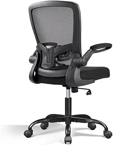 

Computer Office Chair, Ergonomics Computer Desk Chair with Flip-up Armrest and Adjustable Lumbar Support, Black Chair pink Chair