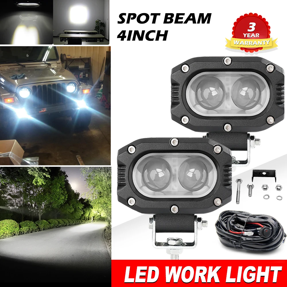 

HAOLIDE 4x4 OffRoad LED Light Bar Pods Spotlights Flood Beam Super Bright Truck ATV SUV UTV Motorcycle 12V 24V Driving Fog Light