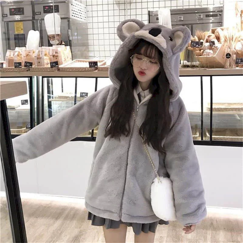 Student Thickened Furry Jacket Girl Plush Jacket Female New Style Japanese Soft Girl 2021 Winter Cute Koala Ear Hooded Jacket
Student Thickened Furry Jacket Girl Plush Jacket Female New Style Japanese Soft Girl 2021 Winter Cute Koala Ear Hooded Jacket