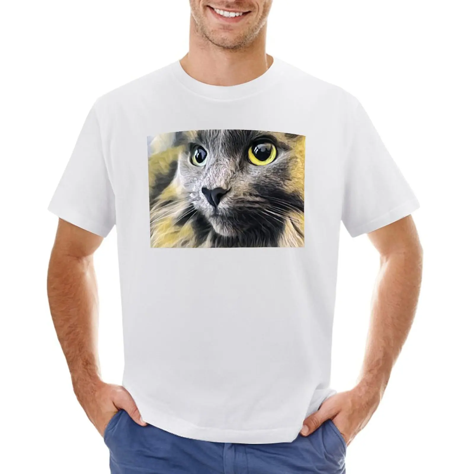 

Потрясающая серая футболка с котом для мальчика кавайная одежда спортивные Поклонники мужские хлопковые футболки