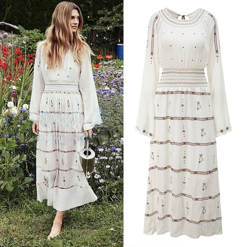 TEELYNN White Chiffon Floral Embroidery Boho Dress Vintage Long Sleeve Maxi Dress Women O Neck Tunic Rural Long Dress Robe 2022
TEELYNN White Chiffon Floral Embroidery Boho Dress Vintage Long Sleeve Maxi Dress Women O Neck Tunic Rural Long Dress Robe 2022