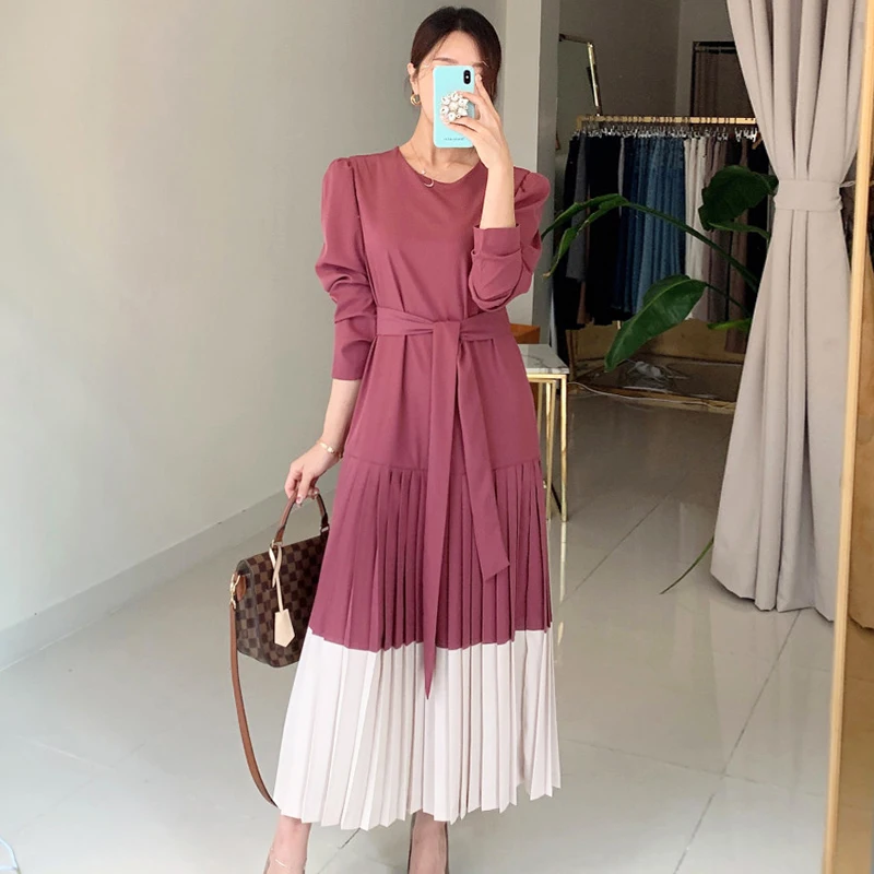 Hem Patchwork Contrast Pleated Dress For Women Elegant Lace-upDresses 2023 Autumn New Tide Female Temperament Vestido
Hem Patchwork Contrast Pleated Dress For Women Elegant Lace-upDresses 2023 Autumn New Tide Female Temperament Vestido