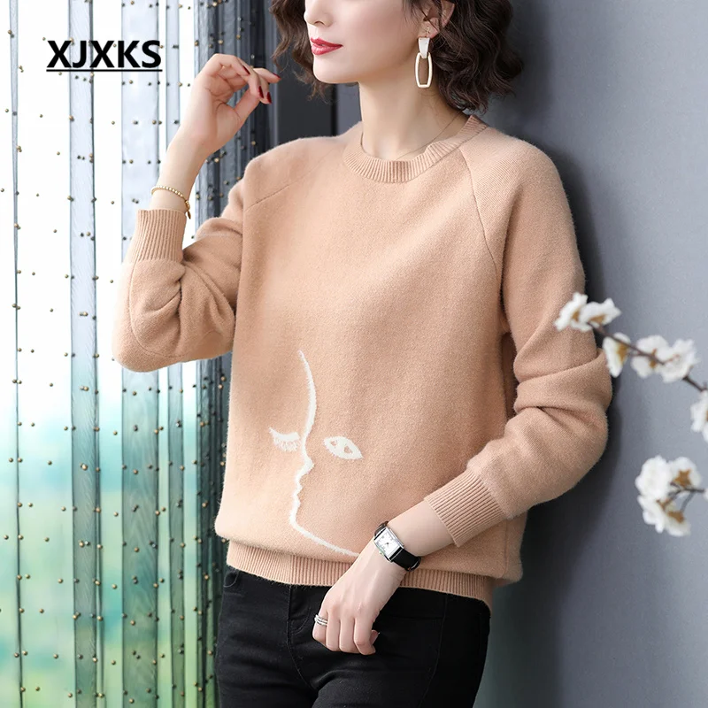XJXKS 2022 Winter New Round Neck Long-sleeved Wool Knit Pullover High-end Comfortable Warm Thickened Sweater Female Jumper
XJXKS 2022 Winter New Round Neck Long-sleeved Wool Knit Pullover High-end Comfortable Warm Thickened Sweater Female Jumper