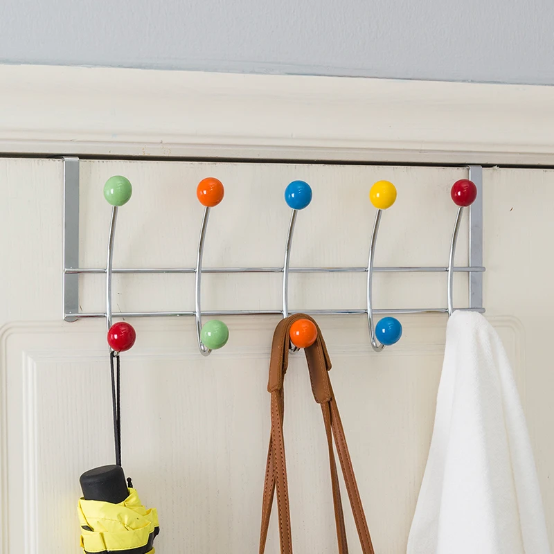 

Sturdy Wrought Iron Wall Holder Multi-Use Door Back Clothes Rack Decorative Towel Holder with Ceramic Balls