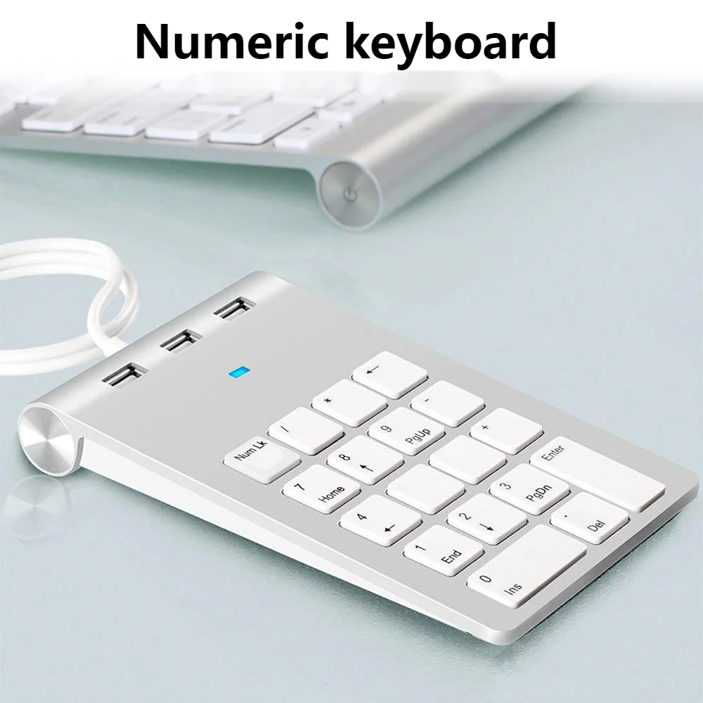 

USB 2.0 Numeric Keyboard With 3 USB2.0 Port HUB Multifunctional Financial Accounting Cashier Wired Computer Universal MiniKeypad