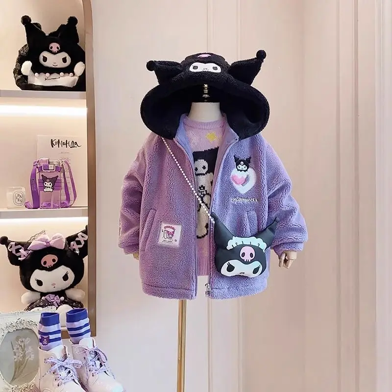 Sanrio Anime Kuromi Kids Clothing Girls Autumn Thickened Velvet Hood Jacket Coat Lamb Velvet Winter New Plush Coats Girl Gift
Sanrio Anime Kuromi Kids Clothing Girls Autumn Thickened Velvet Hood Jacket Coat Lamb Velvet Winter New Plush Coats Girl Gift